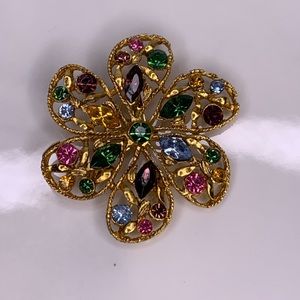Vintage Multicolor Flower Brooch Pin